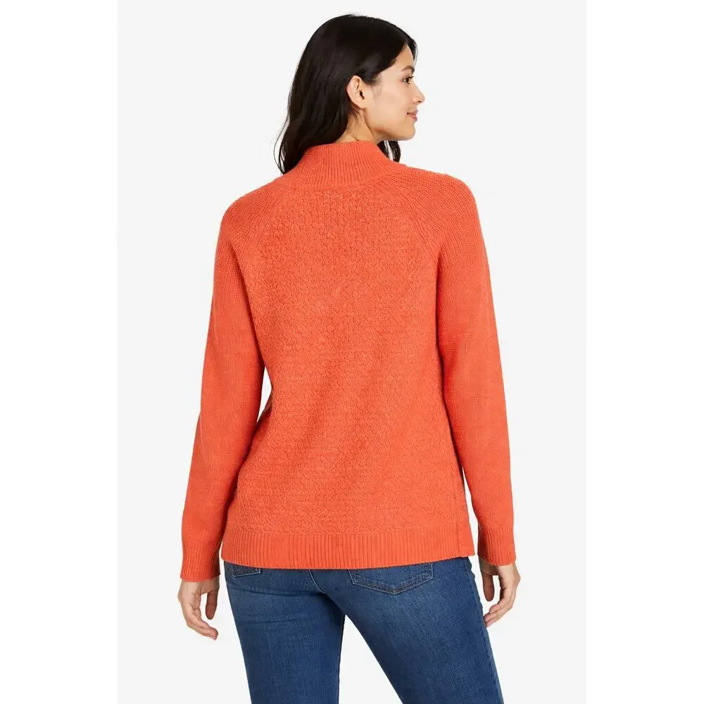 Talbots Mock Neck Wool Blend Sweater Pullover Womens XL Orange Long Sleeve